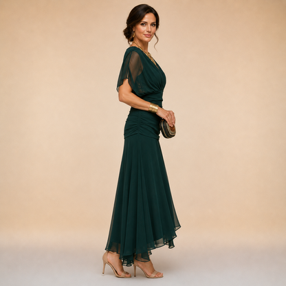 Émilie | Robe Longue de Soirée Drapée Col en V