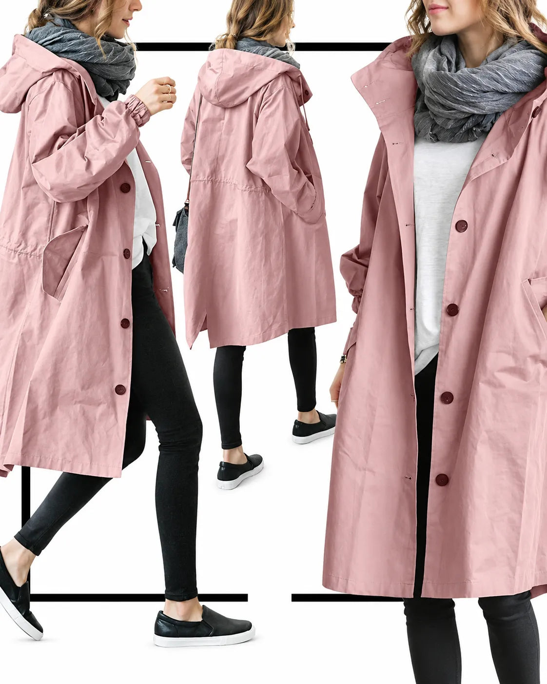 Maëva - Manteau Oversize à Capuche et Boutons
