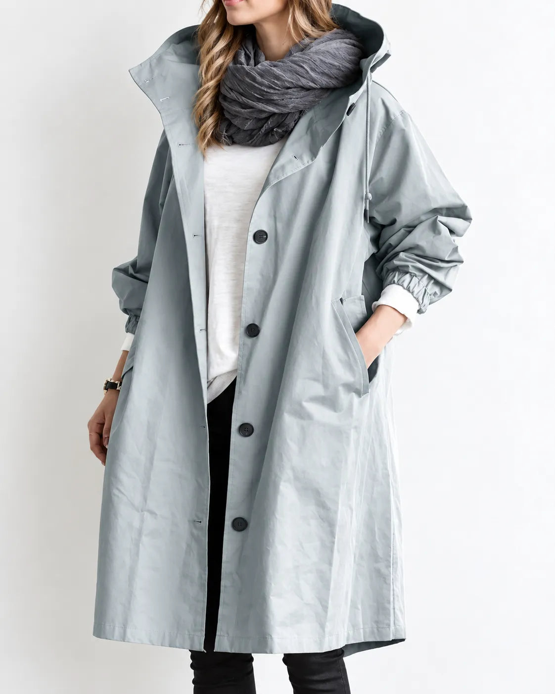 Maëva - Manteau Oversize à Capuche et Boutons