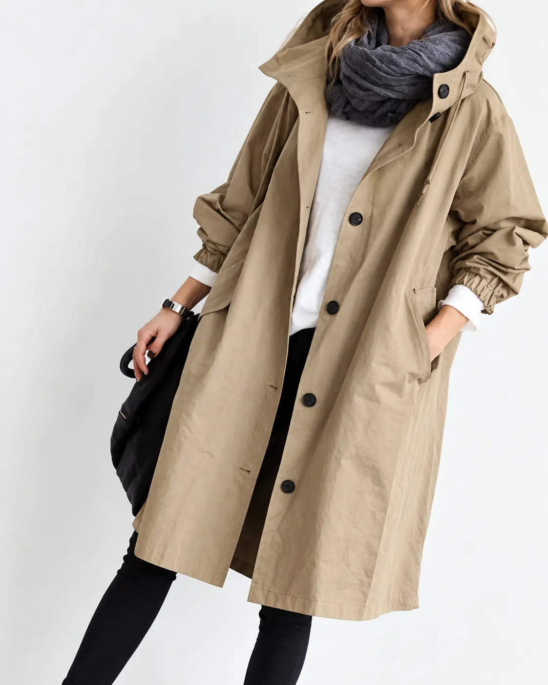 Maëva - Manteau Oversize à Capuche et Boutons
