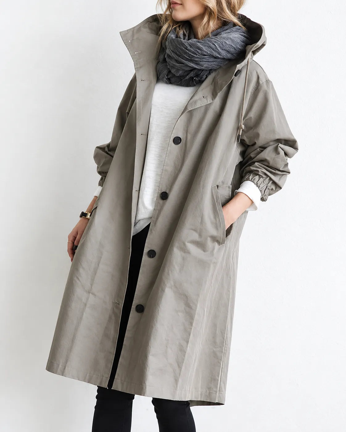 Maëva - Manteau Oversize à Capuche et Boutons