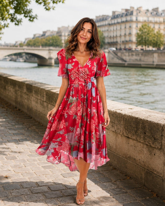 Mélisande | Robe fleurie à col en V