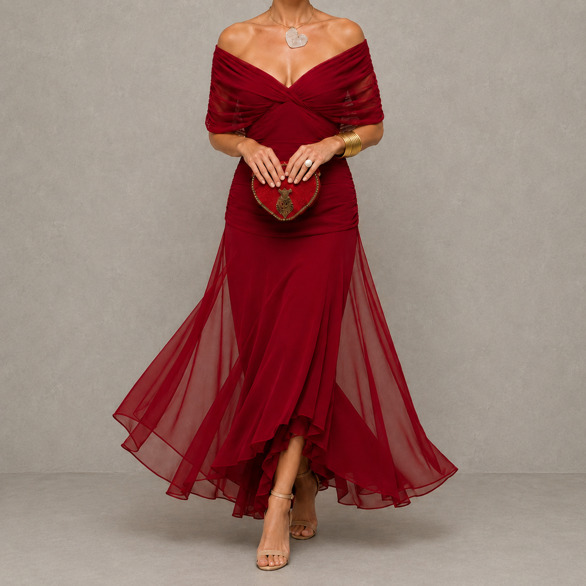 Clodine - Robe de Soirée Drapée à Décolleté V