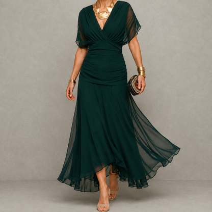Clodine - Robe de Soirée Drapée à Décolleté V