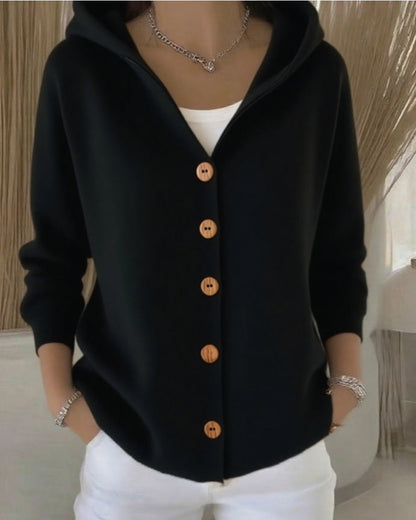 Adrienne | Cardigan en Maille à Capuche Boutonné