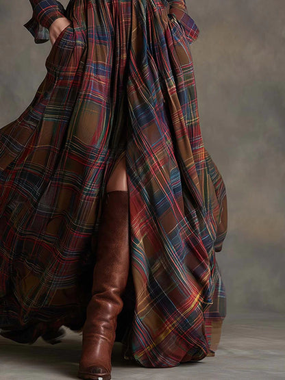 Lucile | Robe Maxi Vintage à Carreaux