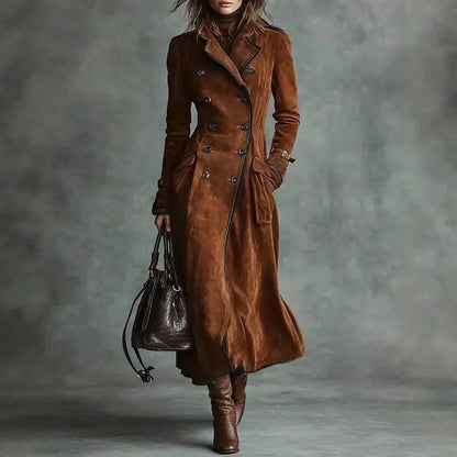 Georgette | Trench long effet daim avec ceinture