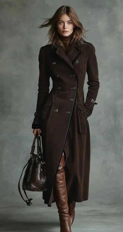 Georgette | Trench long effet daim avec ceinture