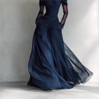 Enola - Robe Longue Épaules Dénudées à Inserts en Mesh