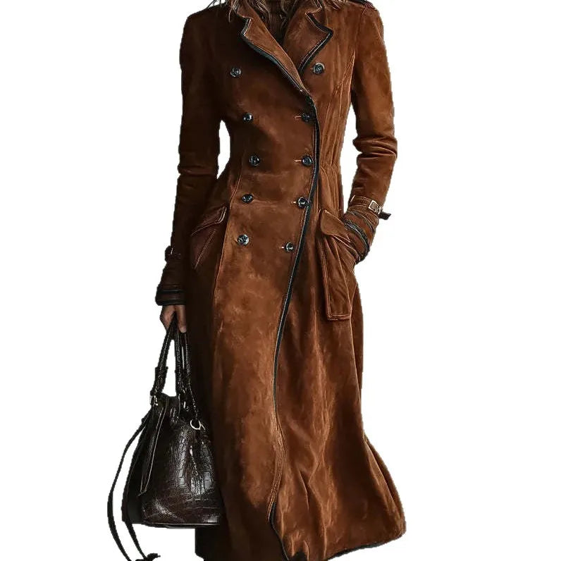 Georgette | Trench long effet daim avec ceinture