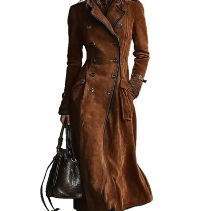 Georgette | Trench long effet daim avec ceinture