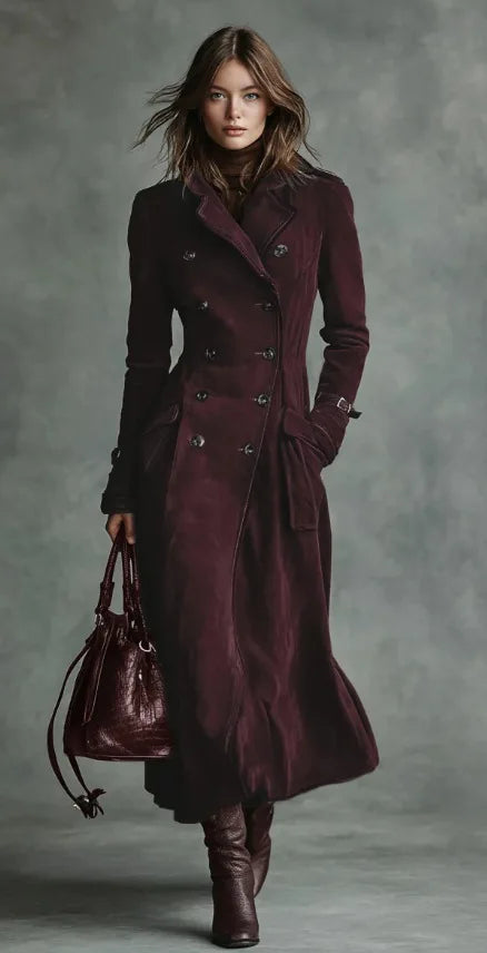 Georgette | Trench long effet daim avec ceinture