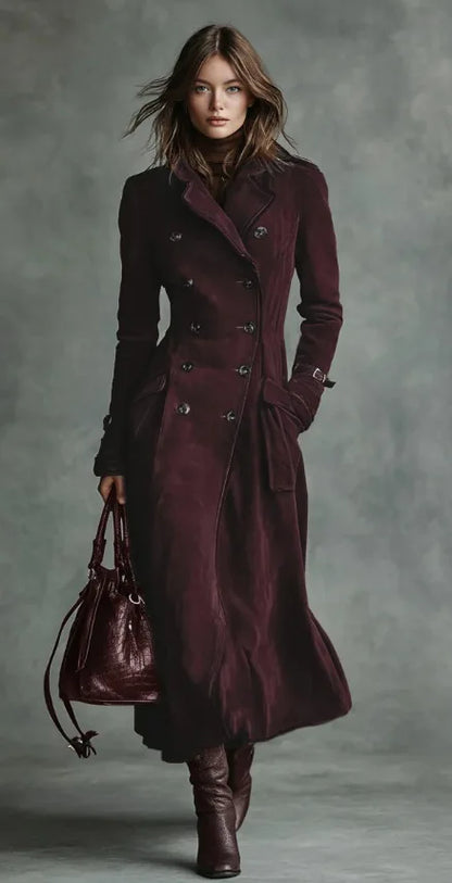 Georgette | Trench long effet daim avec ceinture