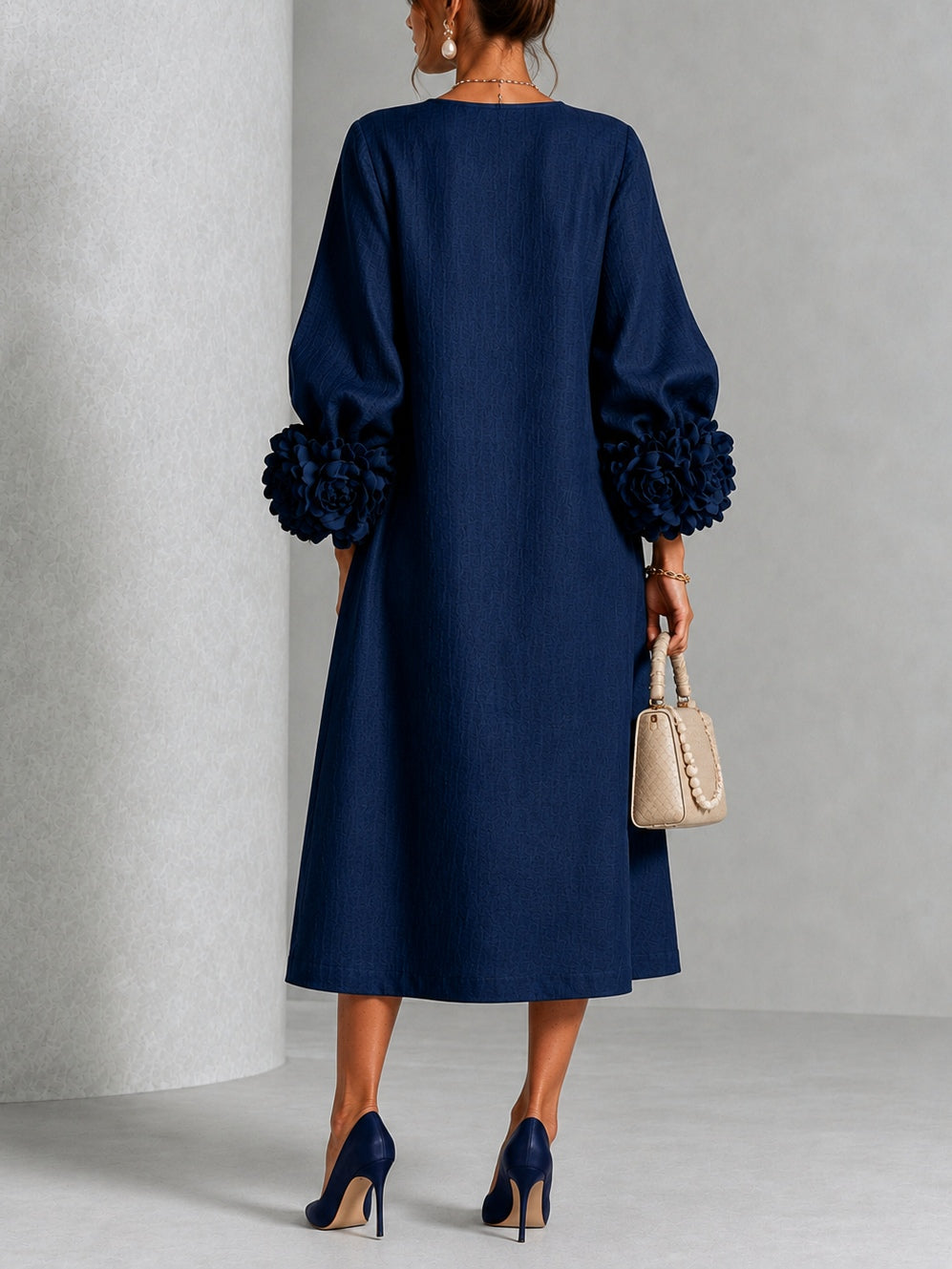 Candide | Robe Boutonnée Fleurie Bleu Marine