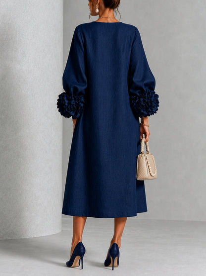 Candide | Robe Boutonnée Fleurie Bleu Marine