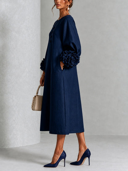Candide | Robe Boutonnée Fleurie Bleu Marine