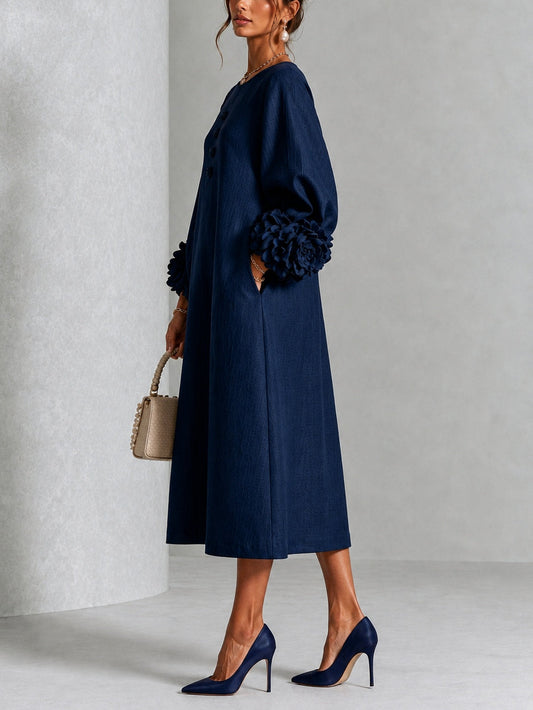 Candide | Robe Boutonnée Fleurie Bleu Marine