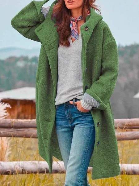 Anne-Clotilde - Manteau Ample à Capuche en Polaire Douce