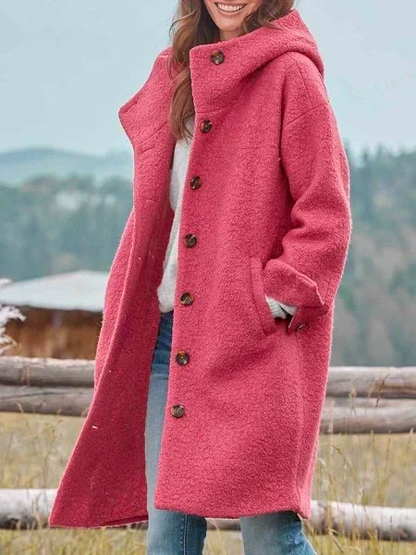 Anne-Clotilde - Manteau Ample à Capuche en Polaire Douce