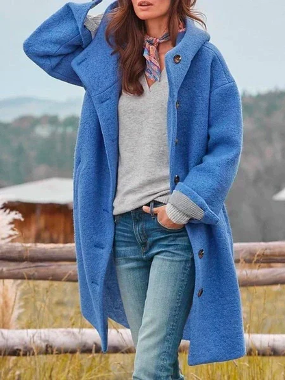 Anne-Clotilde - Manteau Ample à Capuche en Polaire Douce