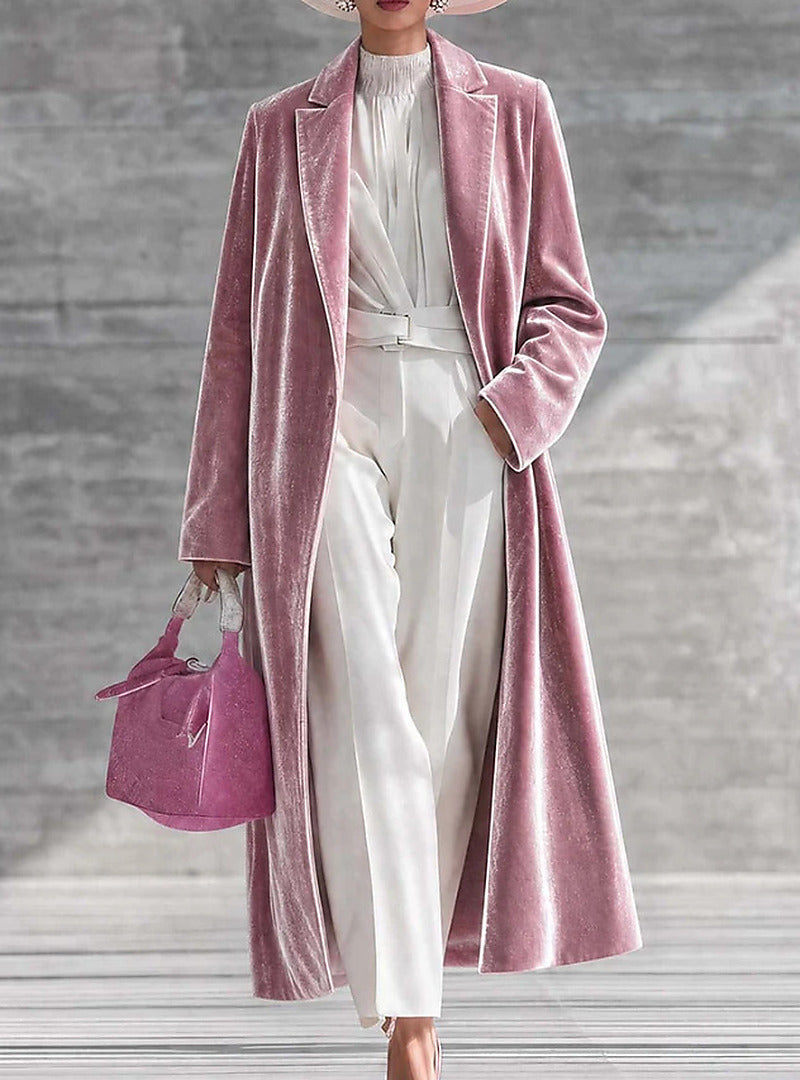 Marie-Hortense - Manteau Long en Velours à Col V