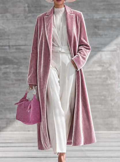 Marie-Hortense - Manteau Long en Velours à Col V