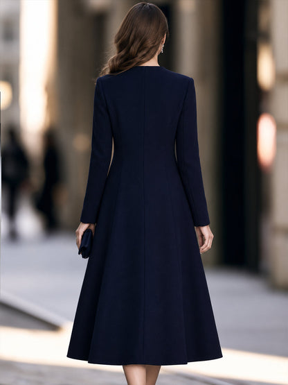 Anne-Bérangère - Manteau Midi Évasé à Empiècements en Dentelle