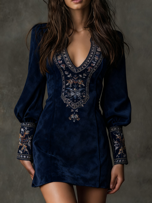Suzanne | Robe Courte Effet Suédine