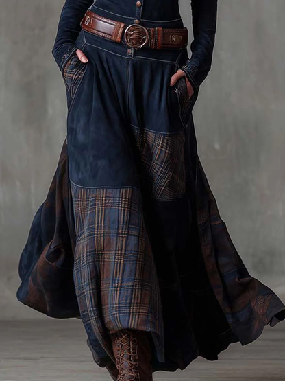 Apolonie - Robe Maxi en Suédine avec Ceinture
