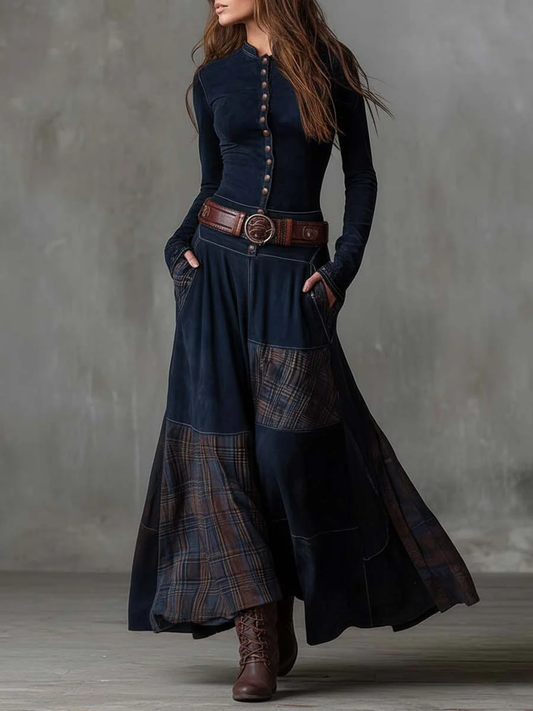 Élise™ | Robe Maxi en Suédine avec Ceinture