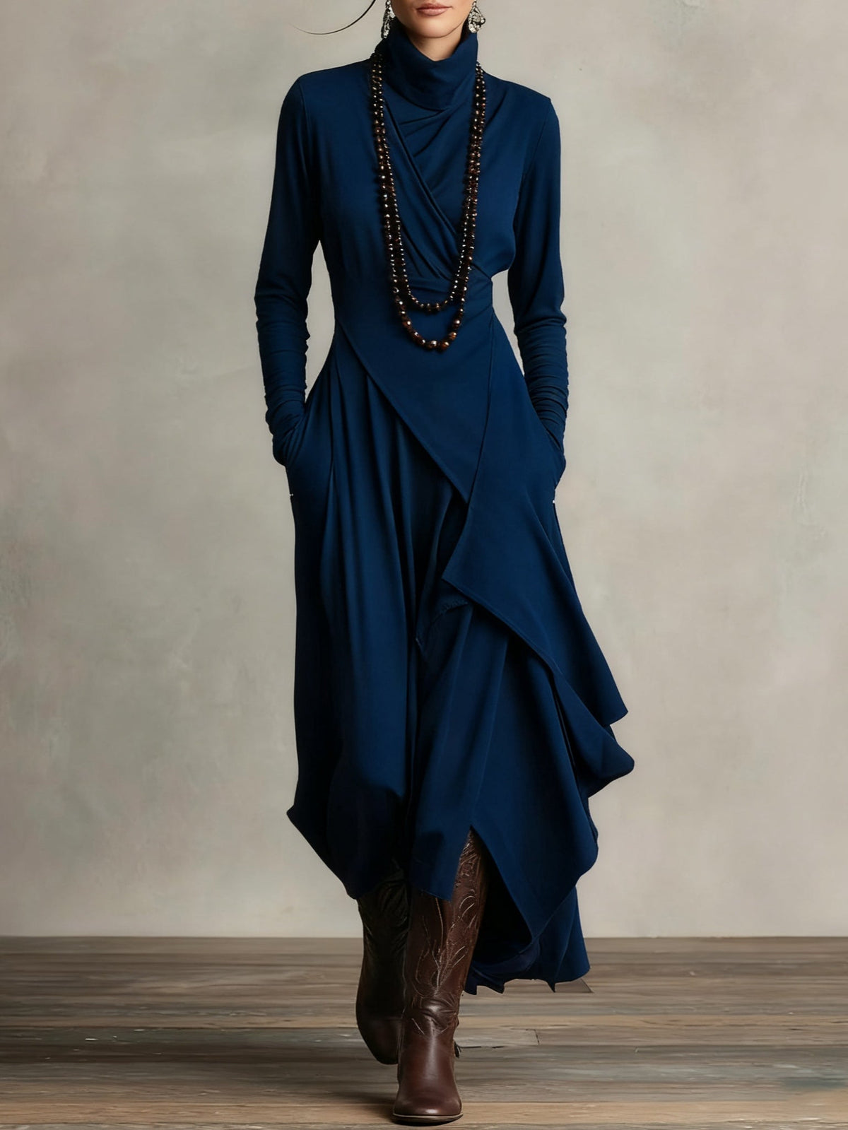Iris | Robe Maxi Violette Asymétrique Plissée