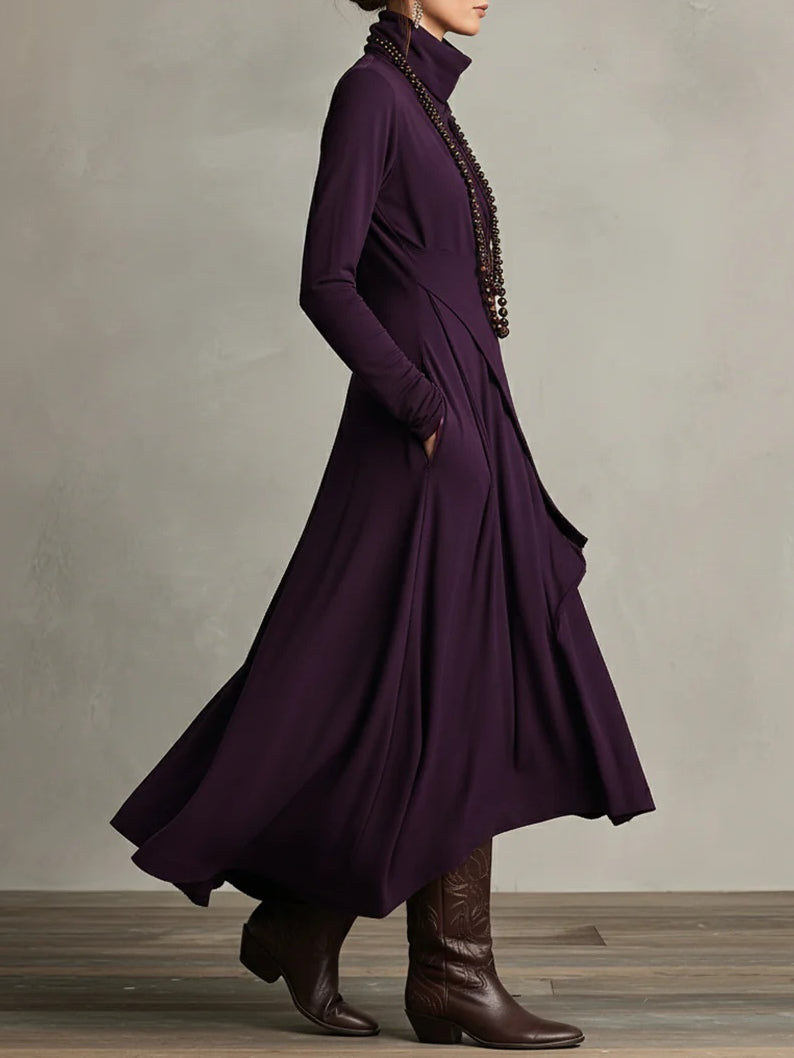 Iris | Robe Maxi Violette Asymétrique Plissée