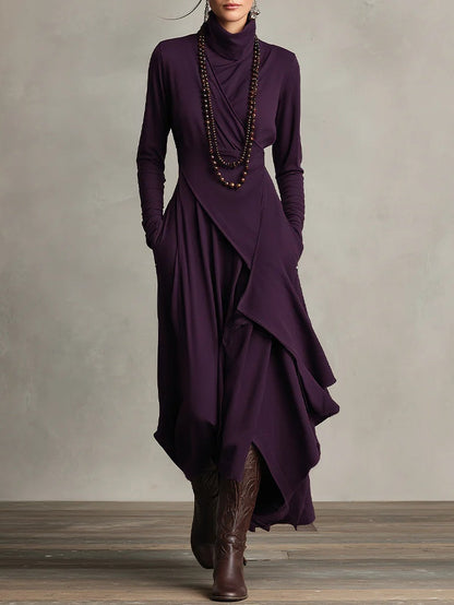Iris | Robe Maxi Violette Asymétrique Plissée