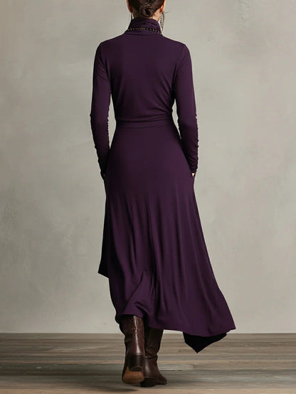 Iris | Robe Maxi Violette Asymétrique Plissée