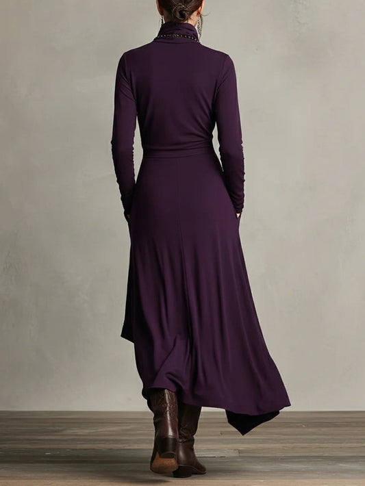Iris | Robe Maxi Violette Asymétrique Plissée