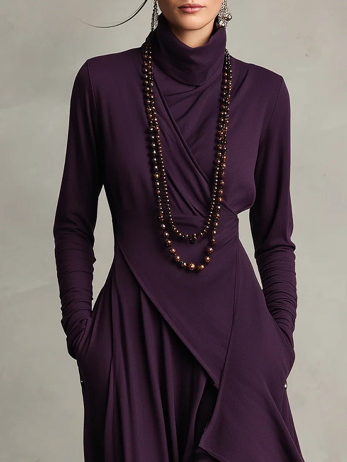 Iris | Robe Maxi Violette Asymétrique Plissée