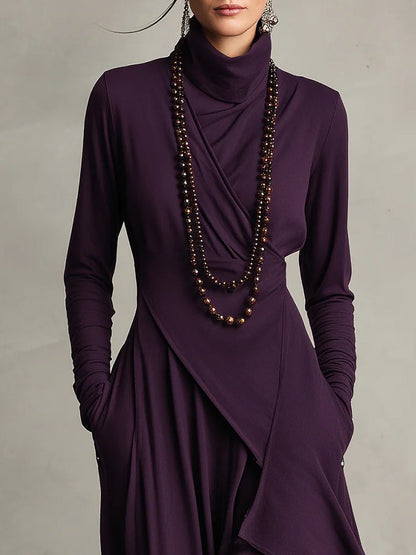 Iris | Robe Maxi Violette Asymétrique Plissée