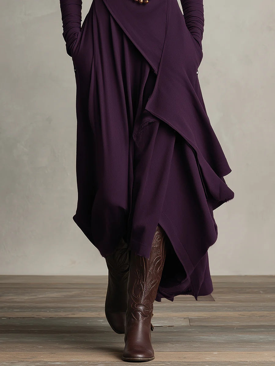 Iris | Robe Maxi Violette Asymétrique Plissée