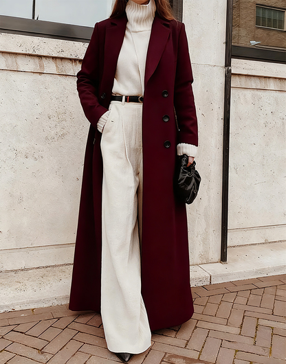 Marie-Blanche - Manteau Long en Laine Uni