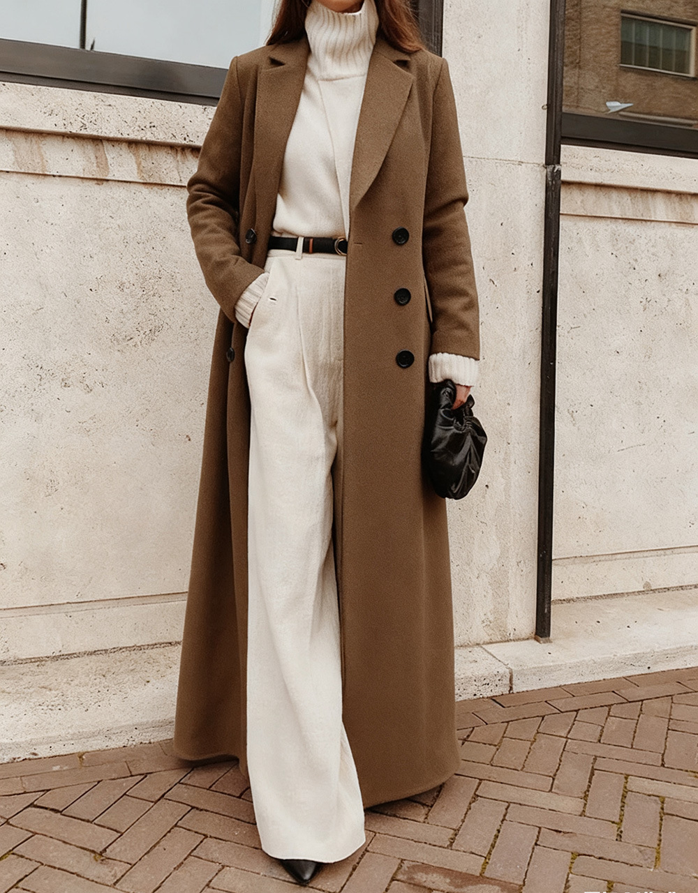 Marie-Blanche - Manteau Long en Laine Uni