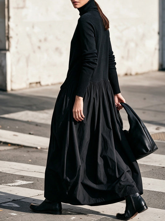 Solange | Robe Longue Oversize à Col Montant et Poches