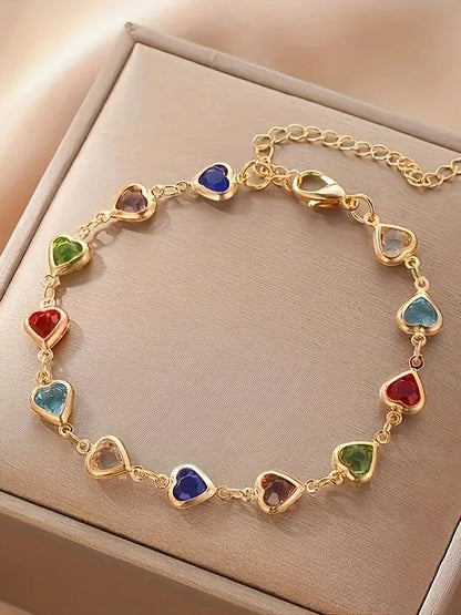 Violet | Armband med hjärtberlocker, guld