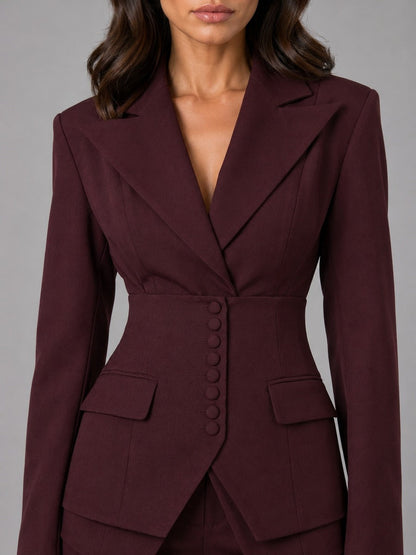 Évelyne - Ensemble Deux Pièces Blazer Cintré et Pantalon Palazzo