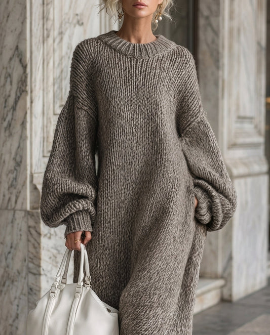 Adèle | Robe Maxi Oversize en Maille Côtelée