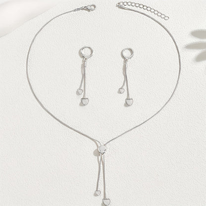 Rosalie™ | Set Collier Pendentif Cœur Ajustable & Boucles d'Oreilles