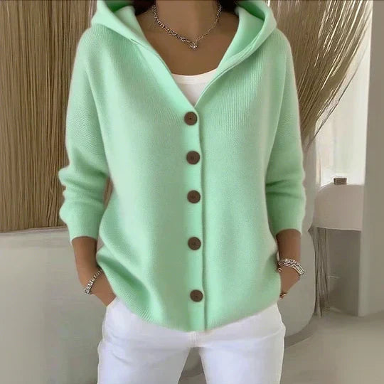 Adrienne | Cardigan en Maille à Capuche Boutonné
