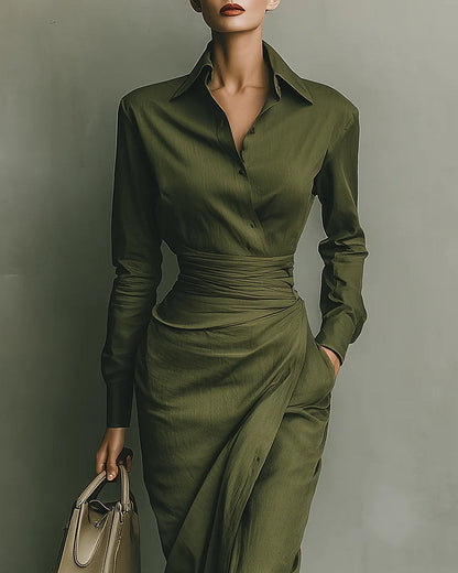 Noëlle | Robe Longue Vert Militaire