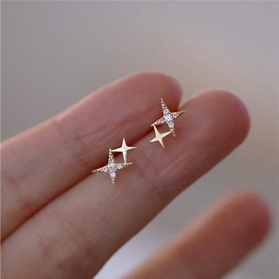 Estelle™ | Boucles d'Oreilles Étoile Scintillante Dorées