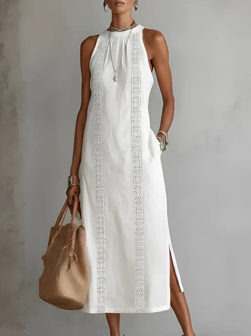 Fantine | Robe Midi d'Été à Col Mao