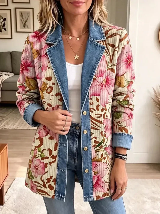 Luna | Veste Rétro Fleurs et Léopard Art